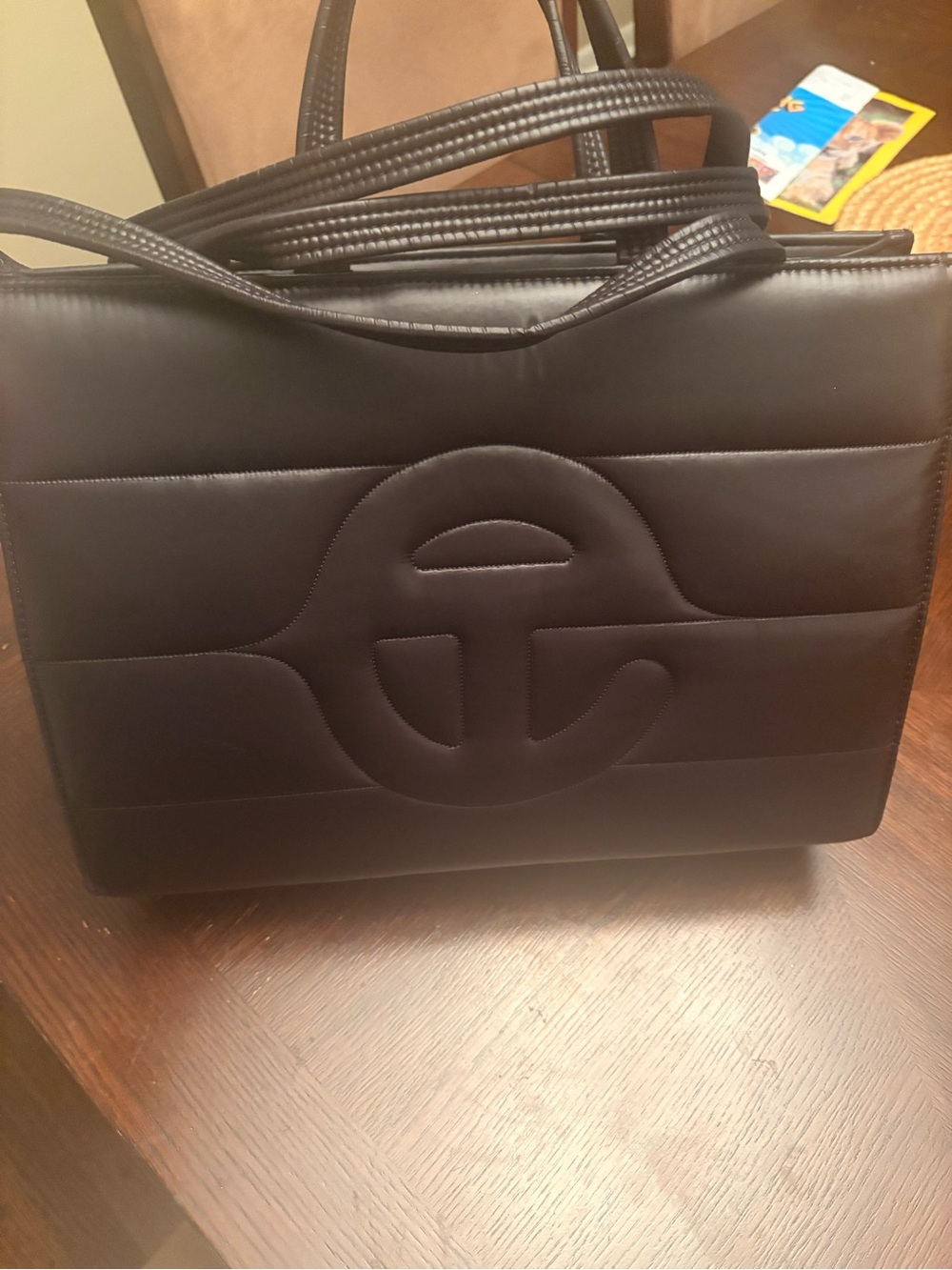 Telfar Black Quilted Logo Tote